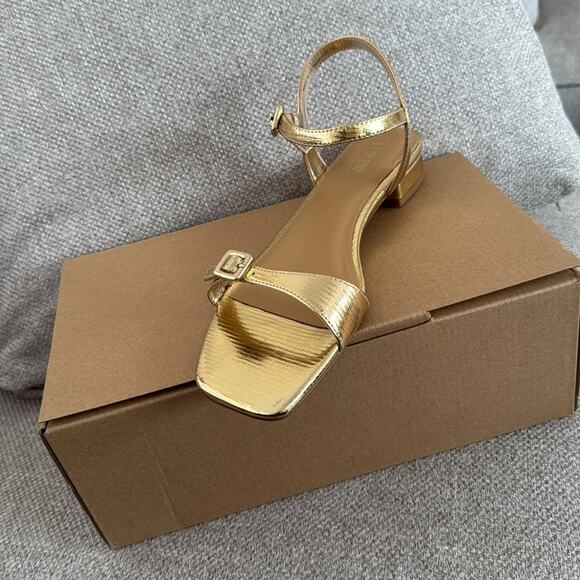 J. Crew Gold Lizard Textured ankle-strap flat sandals - Picture 8 of 11